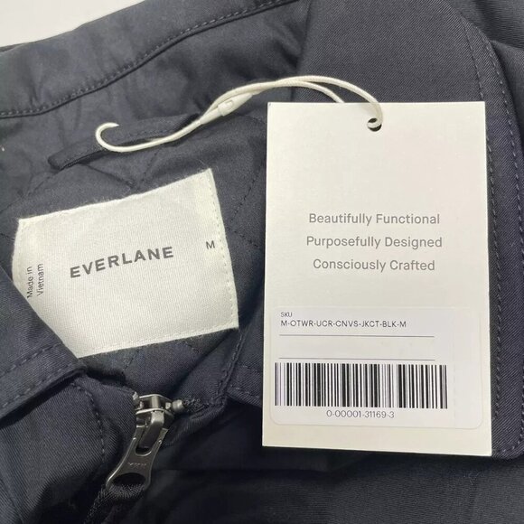 NEW EVERLANE Men's Jacket Collared Full Zip Size M Black - Picture 4 of 6